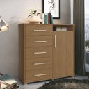 Ver imagem 1 de Cômoda 5 Gavetas 1 Porta 100% MDF Moderno