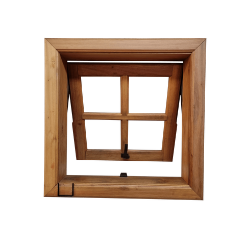 Janela Vitro De Madeira Maxim-Ar  0,60 (A) X 0,60 (L)Quadriculado Itauba Madeira Maciça CX 14 CM