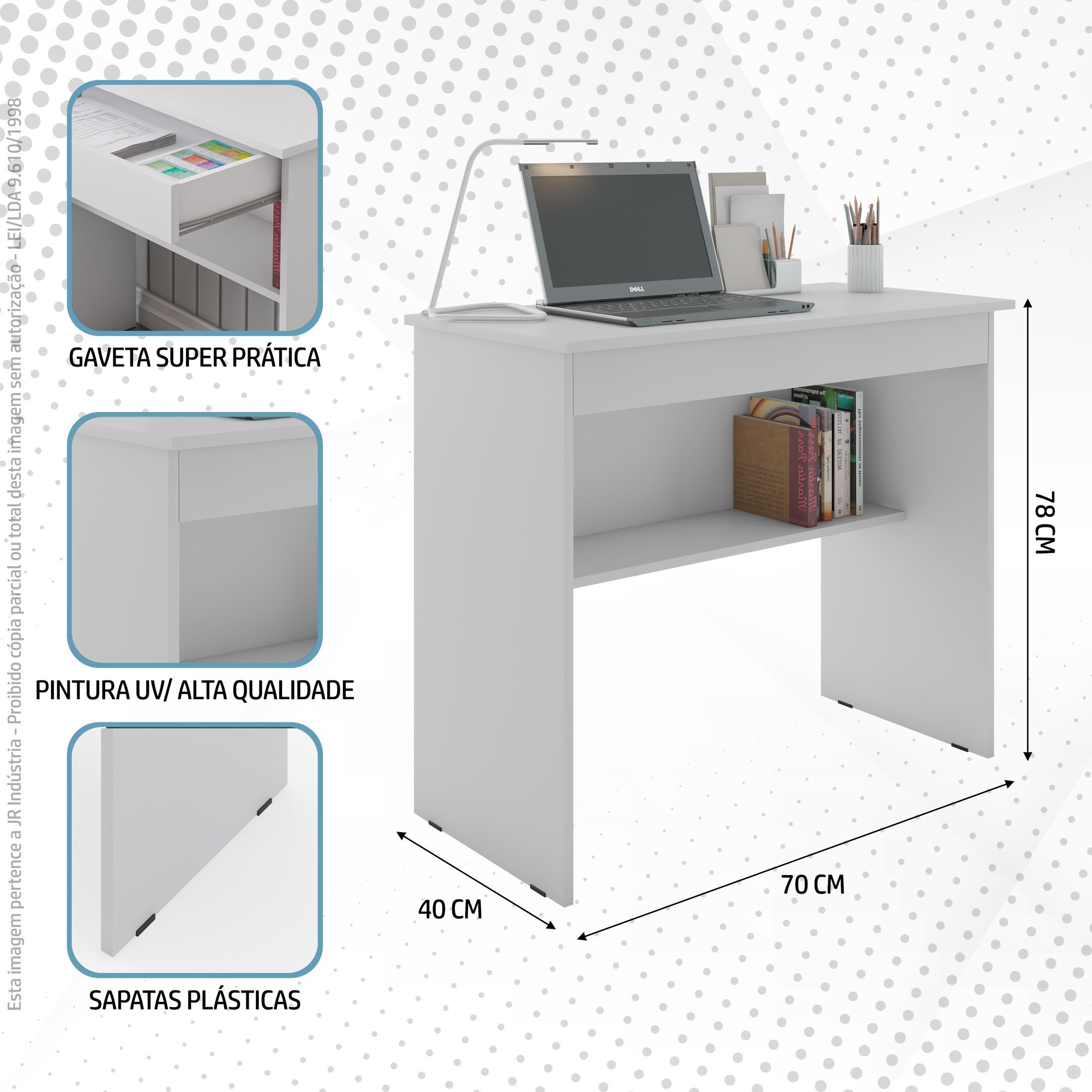 Escrivaninha Estudo Home Office 1 Gaveta - 3