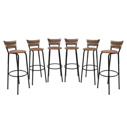 Kit 6 Banquetas 80cm para Balcão Ilha Bancada Área Gourmet Encosto em Junco Banco Itagold - 1