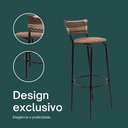 Ver imagem 5 de Kit 6 Banquetas 80cm para Balcão Ilha Bancada Área Gourmet Encosto em Junco Banco Itagold