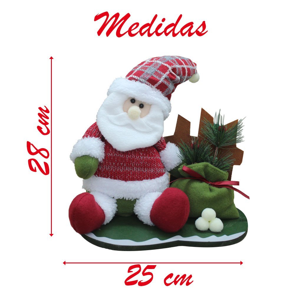 Decoração Boneco Natal Papai Noel Tecido Natalino 28cm - 2