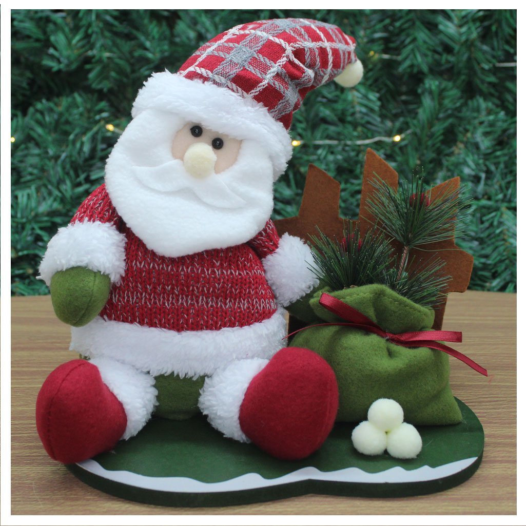 Decoração Boneco Natal Papai Noel Tecido Natalino 28cm