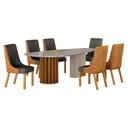 Ver imagem 1 de Mesa de Jantar Belle 2,00x1,00m Orgânica com Vidro Cinamomo Off-white Off-white com Kit 6 Cadeiras P