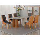 Ver imagem 2 de Mesa de Jantar Belle 2,00x1,00m Orgânica com Vidro Cinamomo Off-white Off-white com Kit 6 Cadeiras P