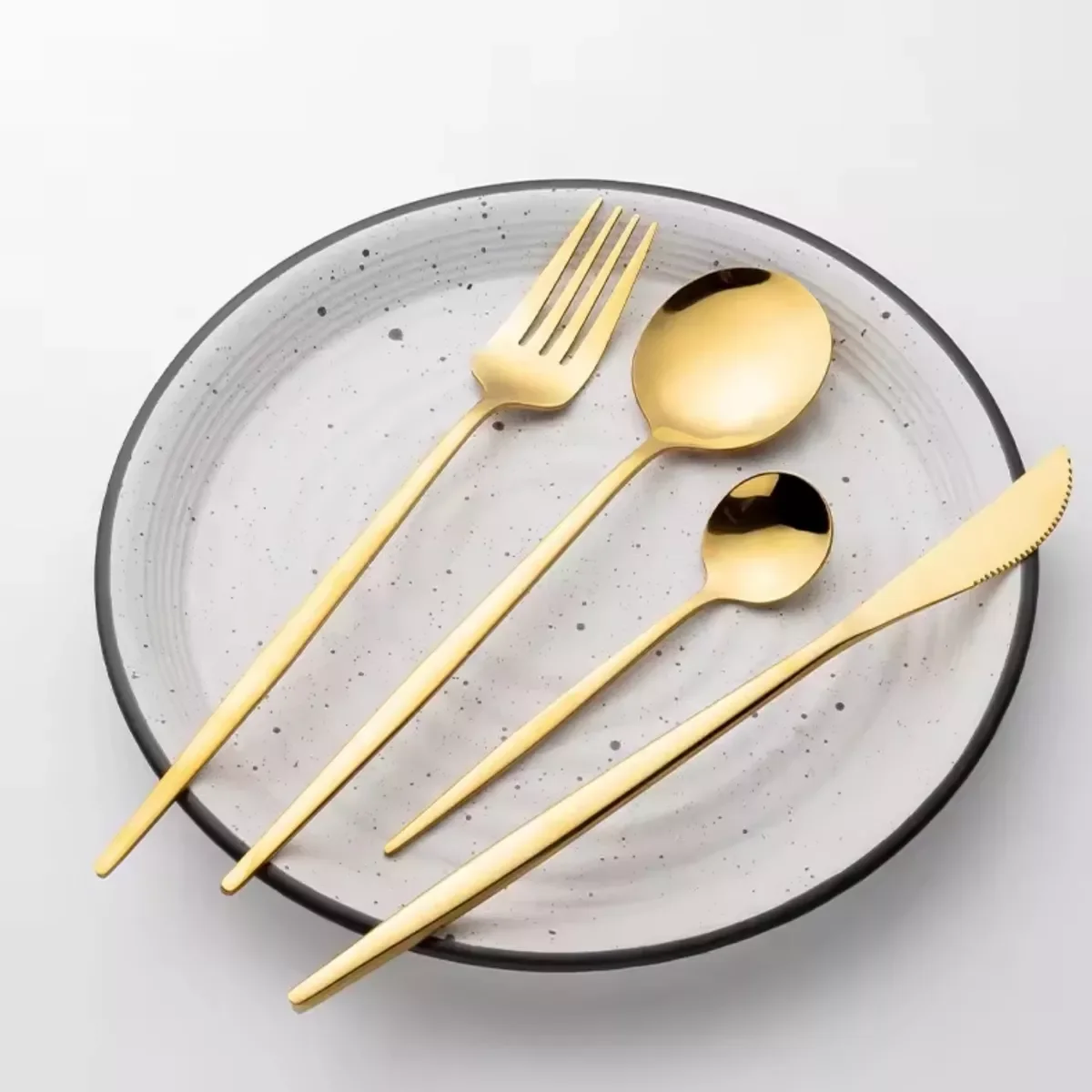 Faqueiro Aço Inox 24 Peças Dourado Talheres Design Europeu - 9