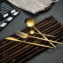Ver imagem 3 de Faqueiro Aço Inox 24 Peças Dourado Talheres Design Europeu