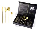 Ver imagem 1 de Faqueiro Aço Inox 24 Peças Dourado Talheres Design Europeu