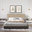 Ver imagem 1 de Cabeceira Casal Ripada Palito para Quarto - 140 Cm - Bege Suede