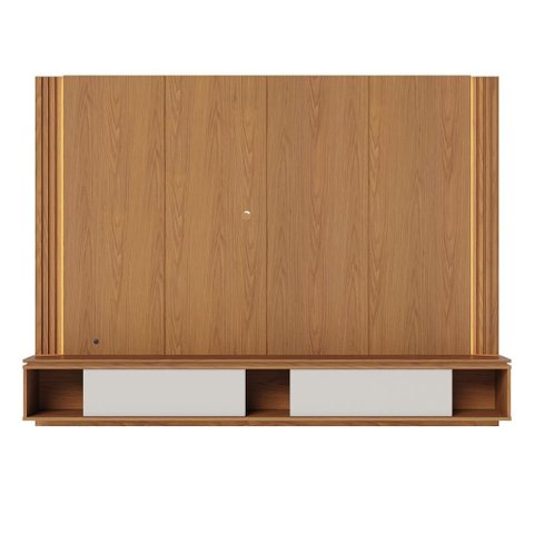 Painel para TV até 75 Polegadas Loa 2 Portas Ripado com LED - Freijó/Off White Matte