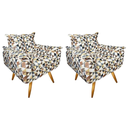 Ver imagem 1 de Kit 02 Poltronas Opala Suede Estampado Triângulo Bege Pés Palito