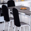 Ver imagem 3 de Kit 4 Capas Encosto de Cadeira de Aço Tubular Cozinha Malha Gel com Elástico Preto