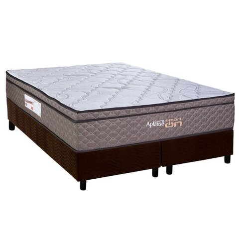 Cama Box King: Colchão Magnético Paropas C/ Vibro Massagem Aplause Smart Brown + Base Crc Suede