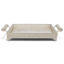 Ver imagem 1 de Bandeja Decorativa Retangular Prata com Alças a: 7cm L: 22cm C: 31cm