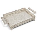 Ver imagem 3 de Bandeja Decorativa Retangular Prata com Alças a: 7cm L: 22cm C: 31cm