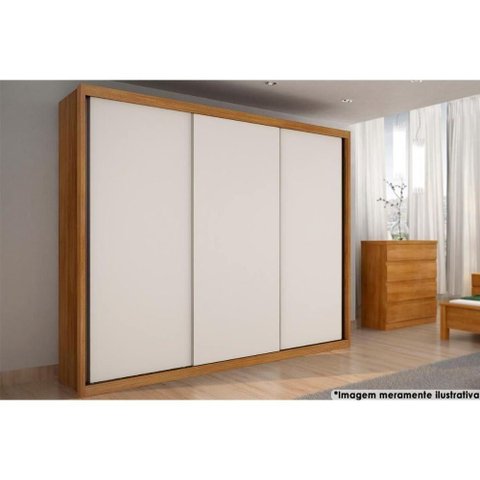 Guarda Roupa 3 Portas de Correr e 6 Gavetas Paradizzo Gold Freijó Cumaru-branco - Novo Horizonte
