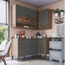 Ver imagem 2 de Cozinha Modulada Compacta de Canto com 4 Peças 5 Portas 4 Gavetas e Vidro Reflecta 100% MDF Vicenza