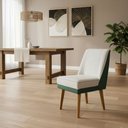 Ver imagem 1 de Kit 4 Cadeira de Jantar Virgínia Composê Veludo Bege Verde Veludo Verde Bege