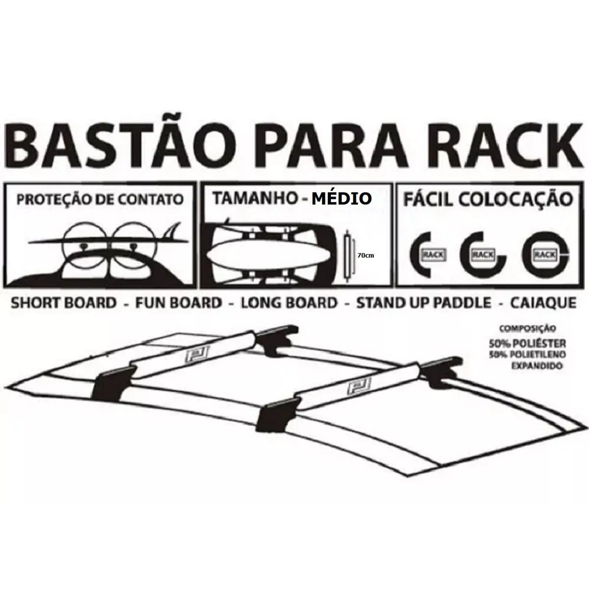 Espuma de Proteção para Rack Pro-lite Soft Surf 70cm:azul - 3