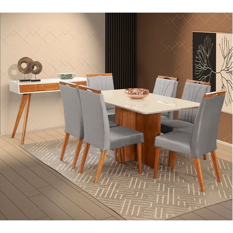 Mesa de jantar + 6 Cadeiras Milão tampo 180 cm Olivaceus