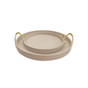 Ver imagem 1 de Conjunto 2 Bandejas Decorativas Madeira Revestidas em Couro Sintético Bege Th0102 Btc