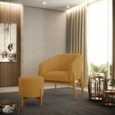 Ver imagem 2 de Puff Banqueta Decorativo Base Madeira Stella Bouclê Mostarda P01 - D'Rossi