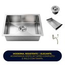 Ver imagem 5 de Cuba de Cozinha Pia Quadrada Gourmet 44x44 Embutir ou Sobrepor Inox 304 Escovada Prata Brinovar