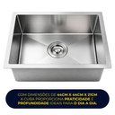 Ver imagem 4 de Cuba de Cozinha Pia Quadrada Gourmet 44x44 Embutir ou Sobrepor Inox 304 Escovada Prata Brinovar
