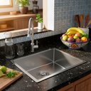 Ver imagem 2 de Cuba de Cozinha Pia Quadrada Gourmet 44x44 Embutir ou Sobrepor Inox 304 Escovada Prata Brinovar