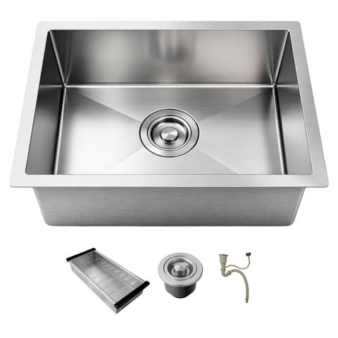 Cuba de Cozinha Pia Quadrada Gourmet 44x44 Embutir ou Sobrepor Inox 304 Escovada Prata Brinovar