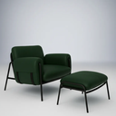 Ver imagem 4 de Kit Poltrona Cadeira Decorativa + Puf Serrana Zahav Estofado:courino Sintético Verde