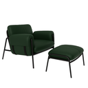 Ver imagem 5 de Kit Poltrona Cadeira Decorativa + Puf Serrana Zahav Estofado:courino Sintético Verde