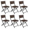 Kit 6 Cadeiras Dobravel Marrom- Bar, Restaurante Aço Junco - 1