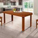 Ver imagem 1 de Mesa de Jantar Madeira Maciça 6 Lugares Nogueira Pérola Flamingo Móveis