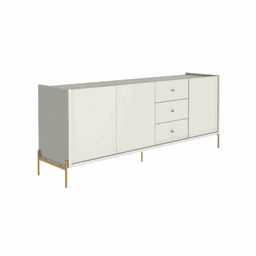 Buffet Jasper 3 Portas e 3 Gavetas Off White com Dourado Província - 3