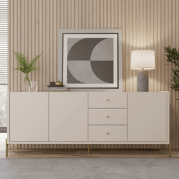 Buffet Jasper 3 Portas e 3 Gavetas Off White com Dourado Província - 2