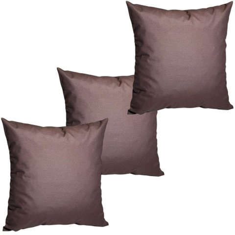 3 Almofadas Cheias para Sofá Decorativas Impermeáveis Grande Marrom