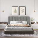 Ver imagem 1 de Cabeceira Casal Ripada Palito para Quarto - 140 Cm - Cinza Suede