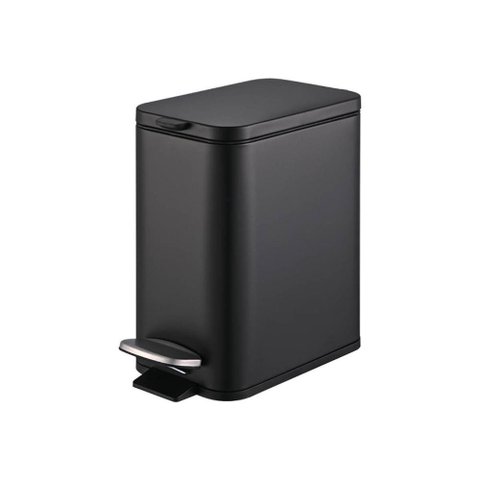 Lixeira Retangular C- Pedal e Balde 5 L Aço Carbono Cor Preto Linha Frame Brinox