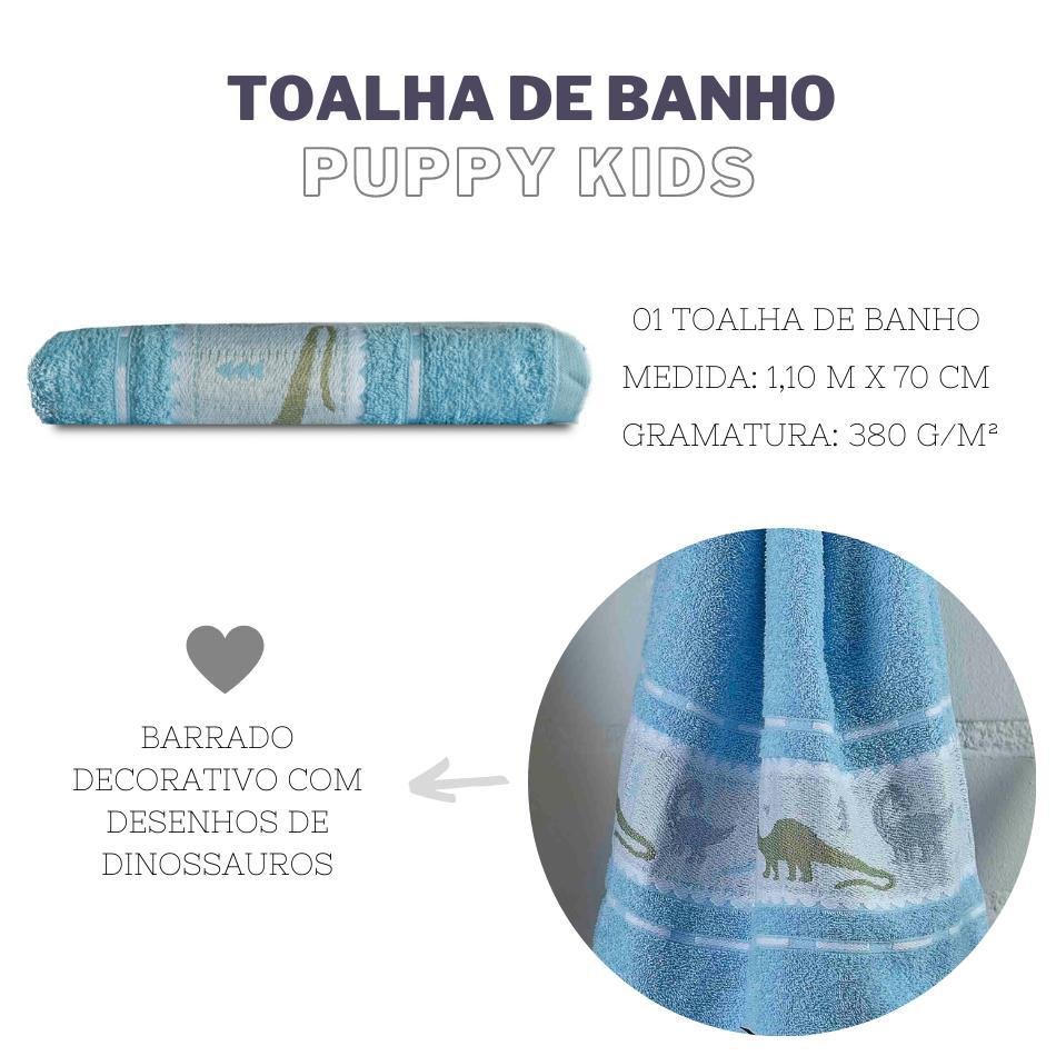 Toalha De Banho Avulsa Infantil Puppy Kids Azul 100% Algodão - 2