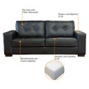 Ver imagem 5 de Sofá de Couro 3 Lugares Londres 206cm M06 Cor Preto 450 - Doce Sonho Móveis SOFÁ 2 LUGARES 3 LUGARES