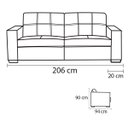 Ver imagem 4 de Sofá de Couro 3 Lugares Londres 206cm M06 Cor Preto 450 - Doce Sonho Móveis SOFÁ 2 LUGARES 3 LUGARES