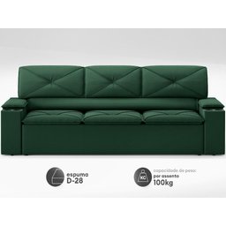 Sofá com Porta Copos Retrátil e Reclinável Pop 2,05m Velosuede Verde - Netsofas - 3