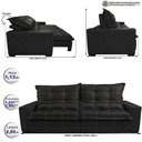 Ver imagem 2 de Sofá de Courino Retrátil e Reclinável 2,95m Cama inBox Bourbon SoftGel D40 Preto
