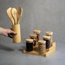 Ver imagem 5 de KIT 6 POTES 250ML,RACK ORGANIZADOR,4 UTENSÍLIOS BAMBU OIKOS