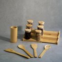 Ver imagem 6 de KIT 6 POTES 250ML,RACK ORGANIZADOR,4 UTENSÍLIOS BAMBU OIKOS