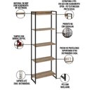 Ver imagem 6 de Kit Escritório Estante Areta 5 Prateleiras Mesa Industrial Aspen 150cm C01 Carvalho - Lyam Decor
