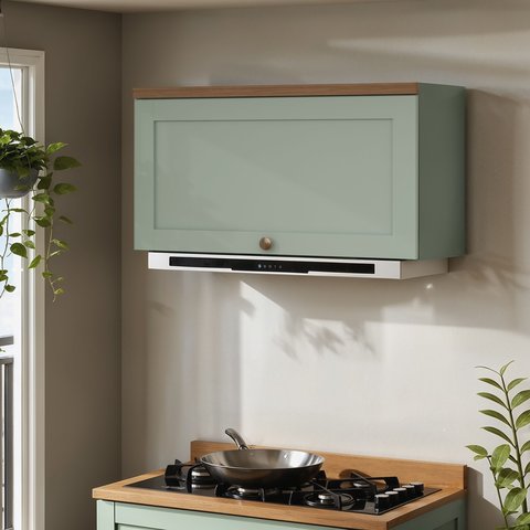 Armário Aéreo Basculante Para Cozinha 1 Porta Provençal Iluminata 