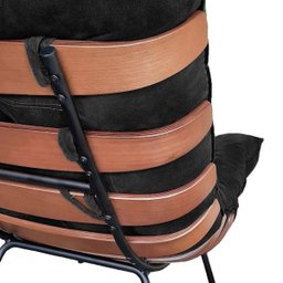 Poltrona Sala Estar Decorativa Costela de Adão com Puff Luxo:poltrona Costela Veludo Preto - 9