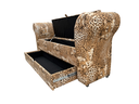 Ver imagem 1 de Recamier Puff Baú Sapateira com Braços e Gaveta 1,58 Cm para Cama Box Padrão - Animal Print